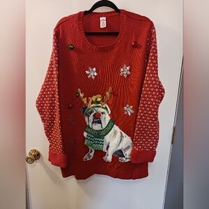 Ugly Christmas Sweater With Dog Womens 2X Plus Size Used